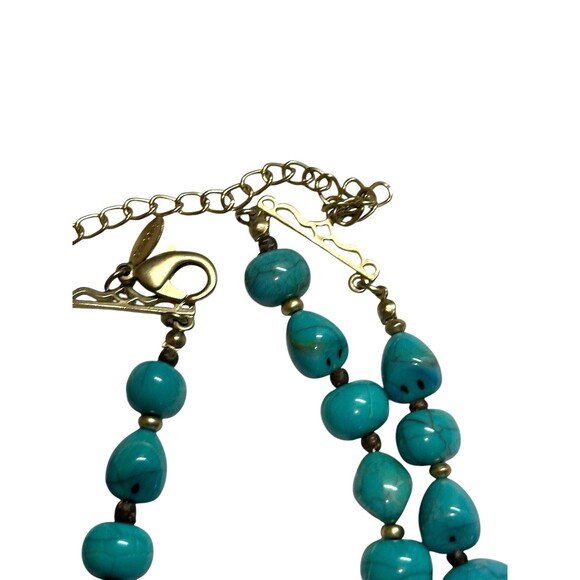 chicos necklace Southwestern Boho chic Turquoise faux Tiger’s Eye Chunky Beads - Picture 5 of 16